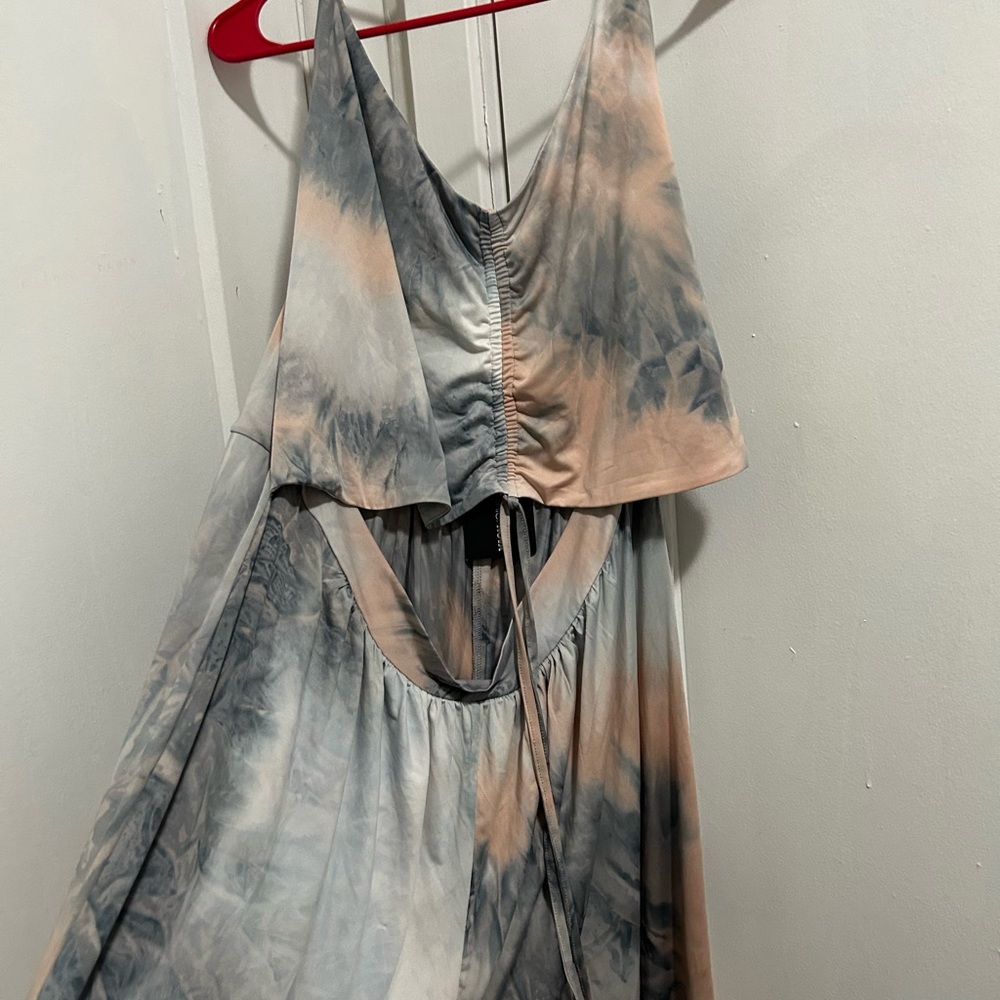 Blue and Cream Tie-Dye Jumpsuit - Picture 8 of 11